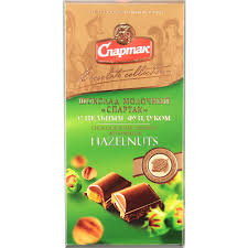 Шоколад "Спартак молочный ц.фундук" 90г/пенал