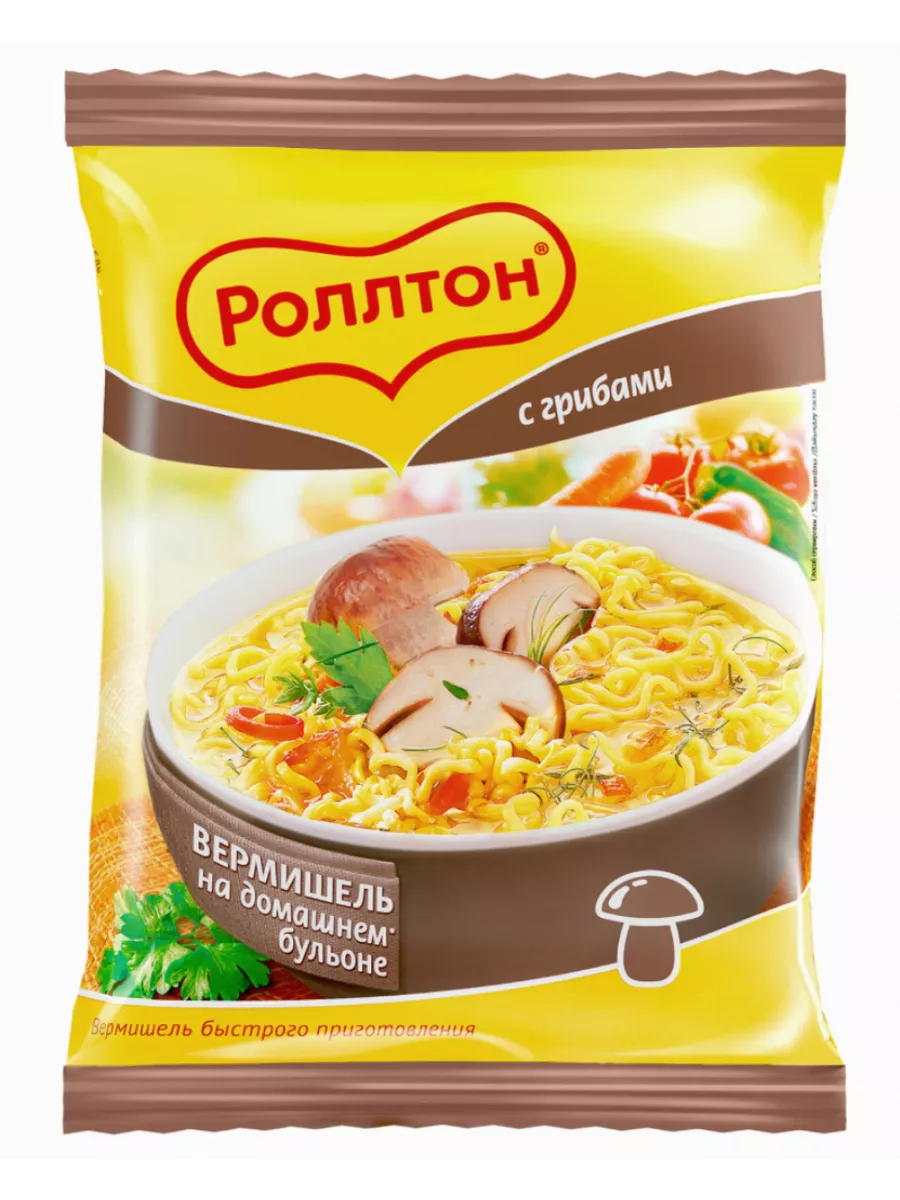 Вермишель б/п "Роллтон" с грибами 60г